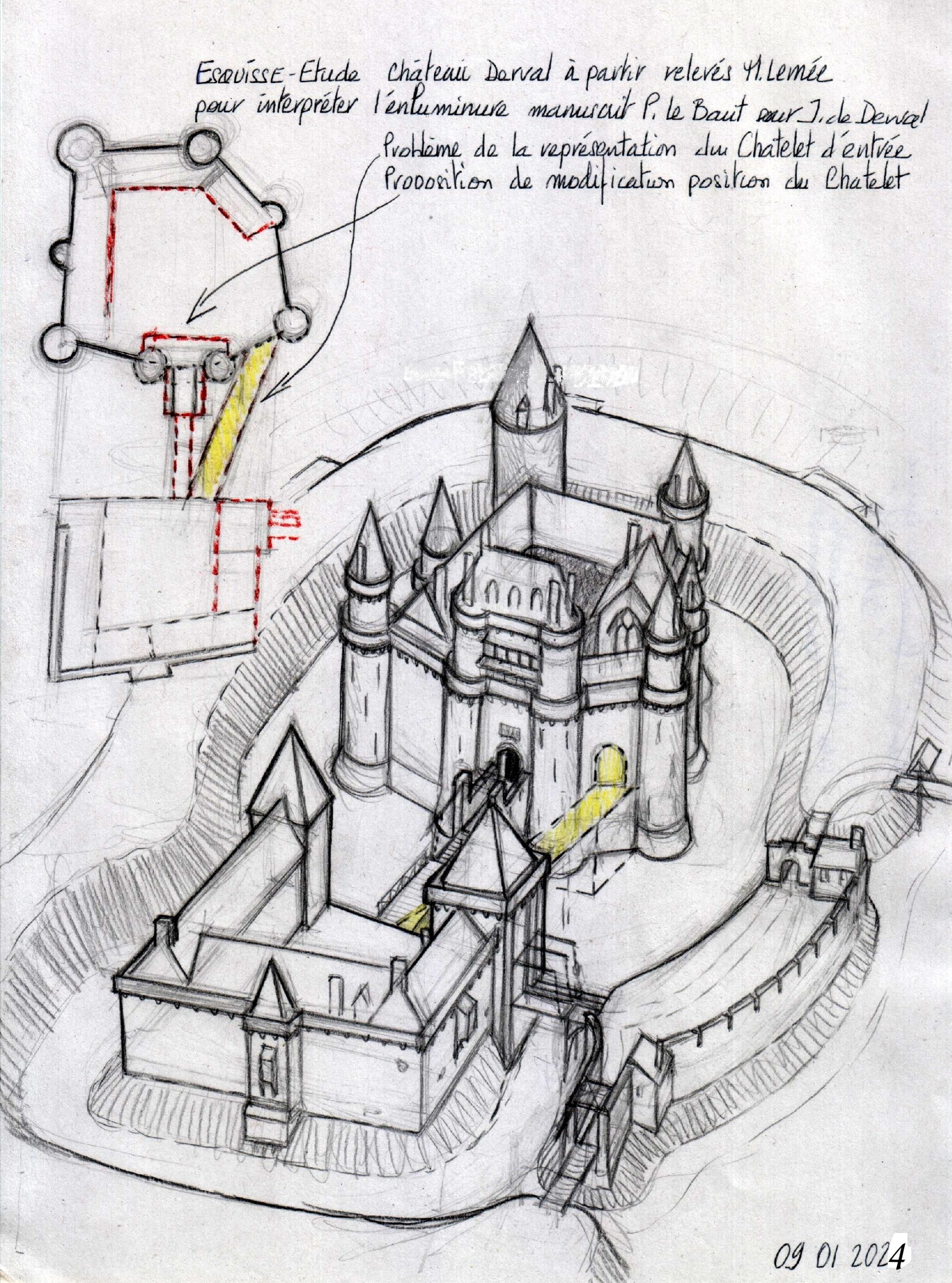 Vidéo: Château de Derval version longue Derval esquisse vue est proposition nouvelle position château